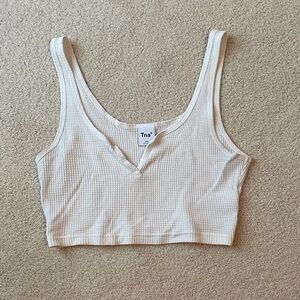 TNA Cream Ribbed Crop Top